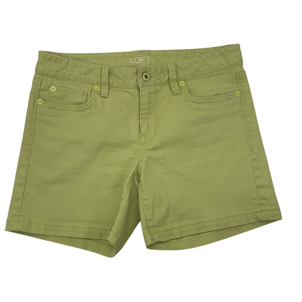 Ann Taylor LOFT Women Green Denim Shorts Original Fit Size 2 Lime Wash